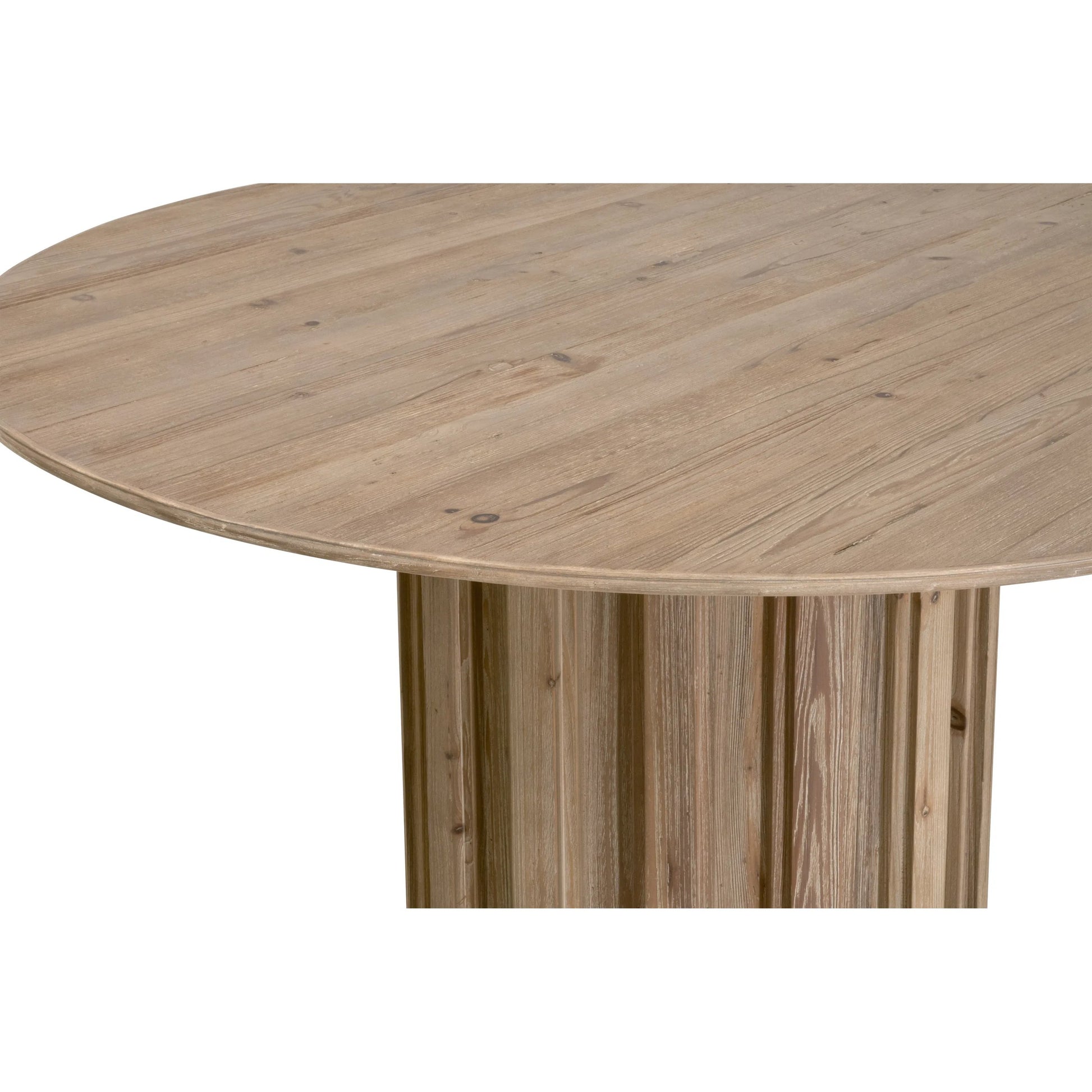 Roma Round Dining Table by Essentials For Living in smoke gray pine. Made from solid reclaimed pine wood, reclaimed pine veneer, mdf in a unique style.