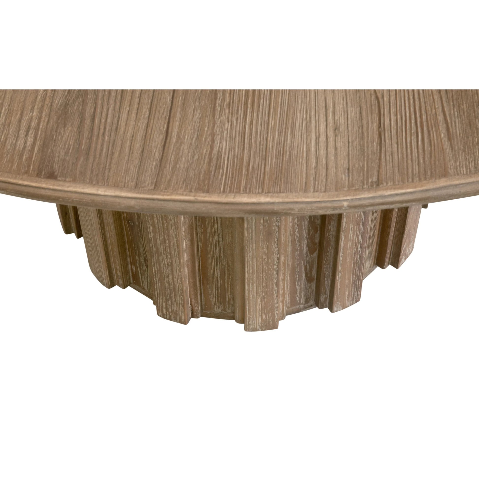 Roma Round Dining Table by Essentials For Living in smoke gray pine. Made from solid reclaimed pine wood, reclaimed pine veneer, mdf in a unique style.
