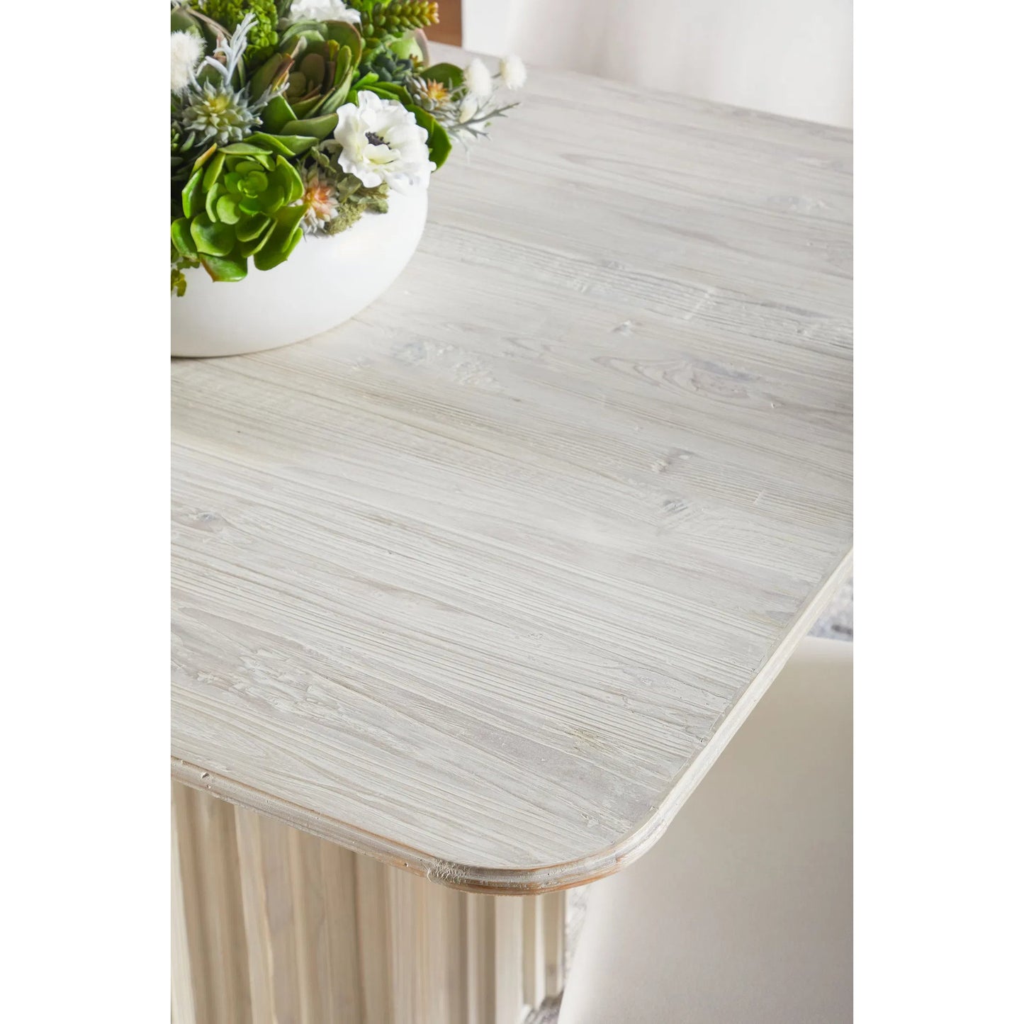 007 SI-2021738 | Unknown | Roma Dining Table by Essentials For Living in white wash pine. Made from solid reclaimed pine, reclaimed pine veneer, mdf in a modern style.
