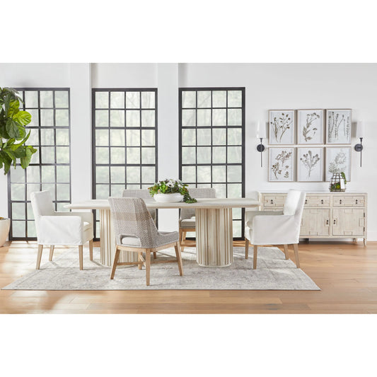 Roma Dining Table by Essentials For Living in white wash pine. Made from solid reclaimed pine, reclaimed pine veneer, mdf in a modern style.