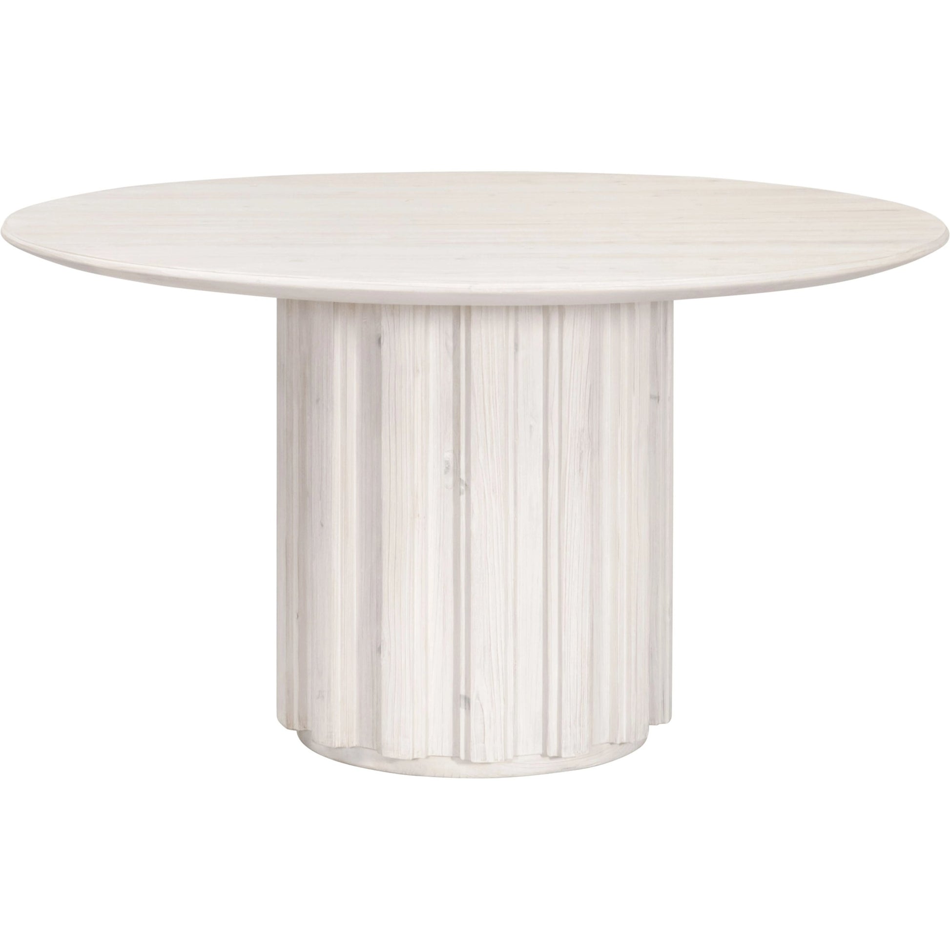 Roma 54" Round Dining Table by Essentials For Living in white wash pine. Made from solid reclaimed pine wood, reclaimed pine veneer, mdf in a modern style.