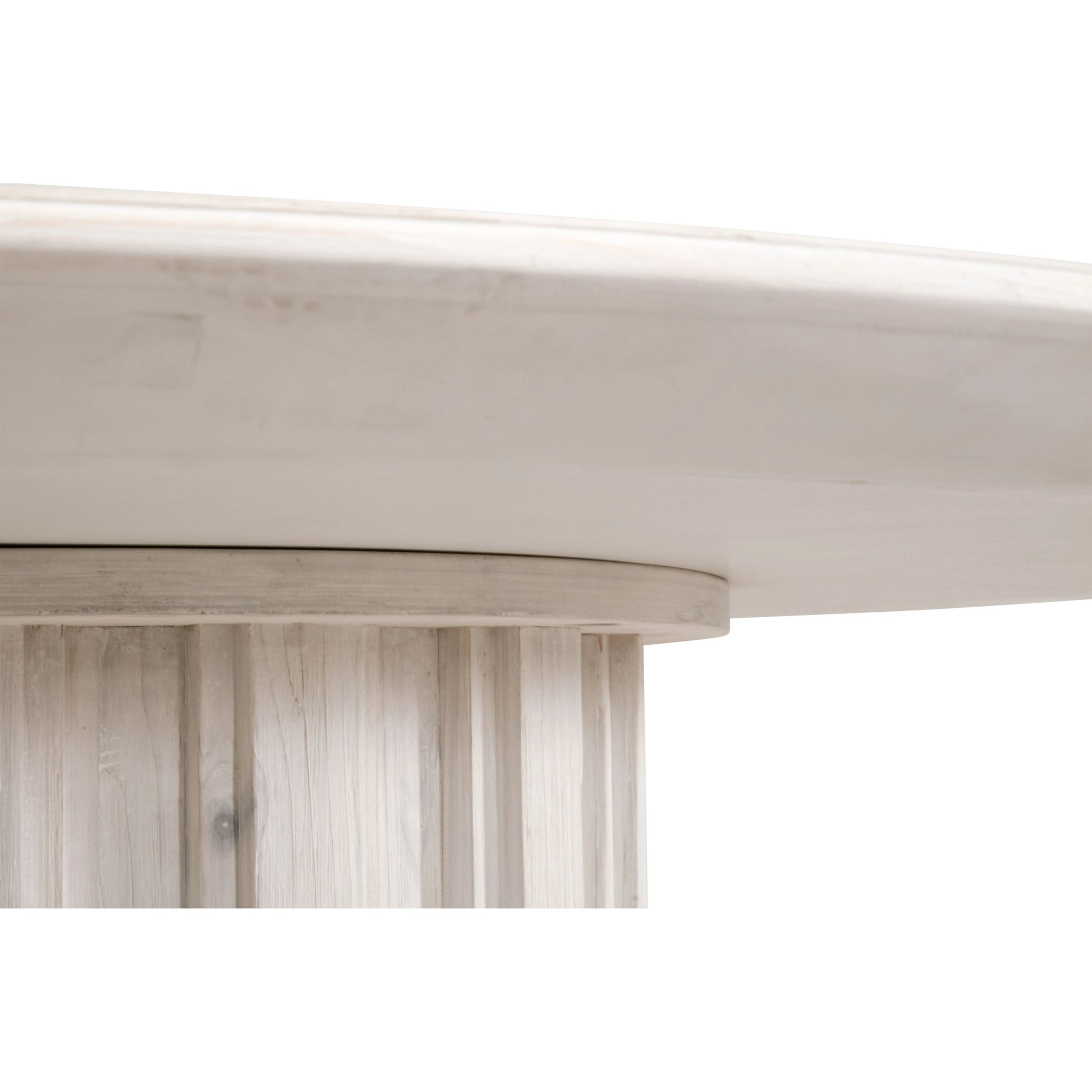 Roma 54" Round Dining Table by Essentials For Living in white wash pine. Made from solid reclaimed pine wood, reclaimed pine veneer, mdf in a modern style.