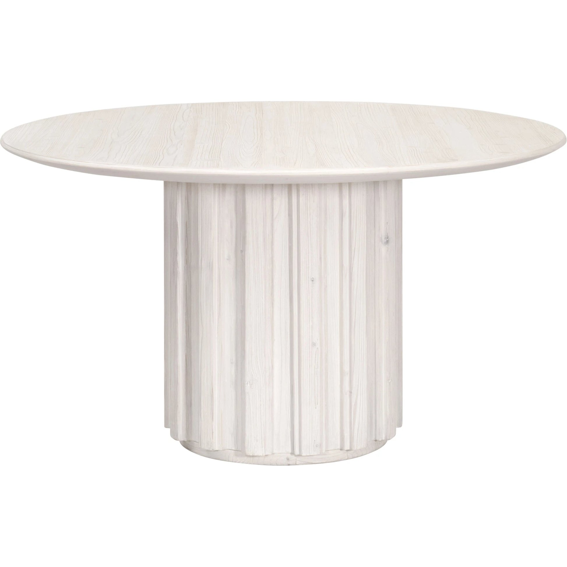 Roma 54" Round Dining Table by Essentials For Living in white wash pine. Made from solid reclaimed pine wood, reclaimed pine veneer, mdf in a modern style.