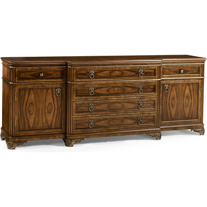 Viceroy Buffet by Jonathan Charles in viceroy brown santos. Made from local mahogany, oak, celejeria veneer, oak veneer, brass, acacia veneer, santos rosewood crown veneer in a traditional style.
