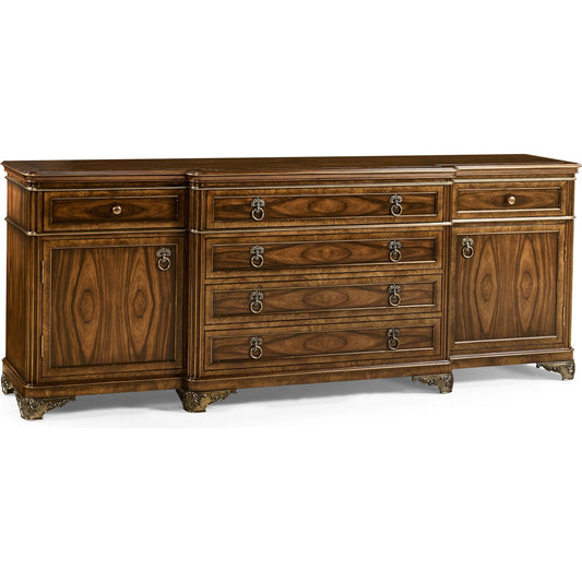 001 SI-2446831 | Primary Silo | Viceroy Buffet by Jonathan Charles in viceroy brown santos. Made from local mahogany, oak, celejeria veneer, oak veneer, brass, acacia veneer, santos rosewood crown veneer in a unique style.