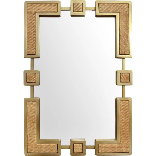 Roro Rectangular Mirror by Worlds Away. Made from rattan in a modern style.