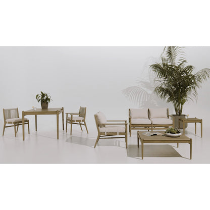 Rosen Outdoor Dining Table by Four Hands in natural eucalyptus. Made from solid fsc®-certified eucalyptus in a modern style.