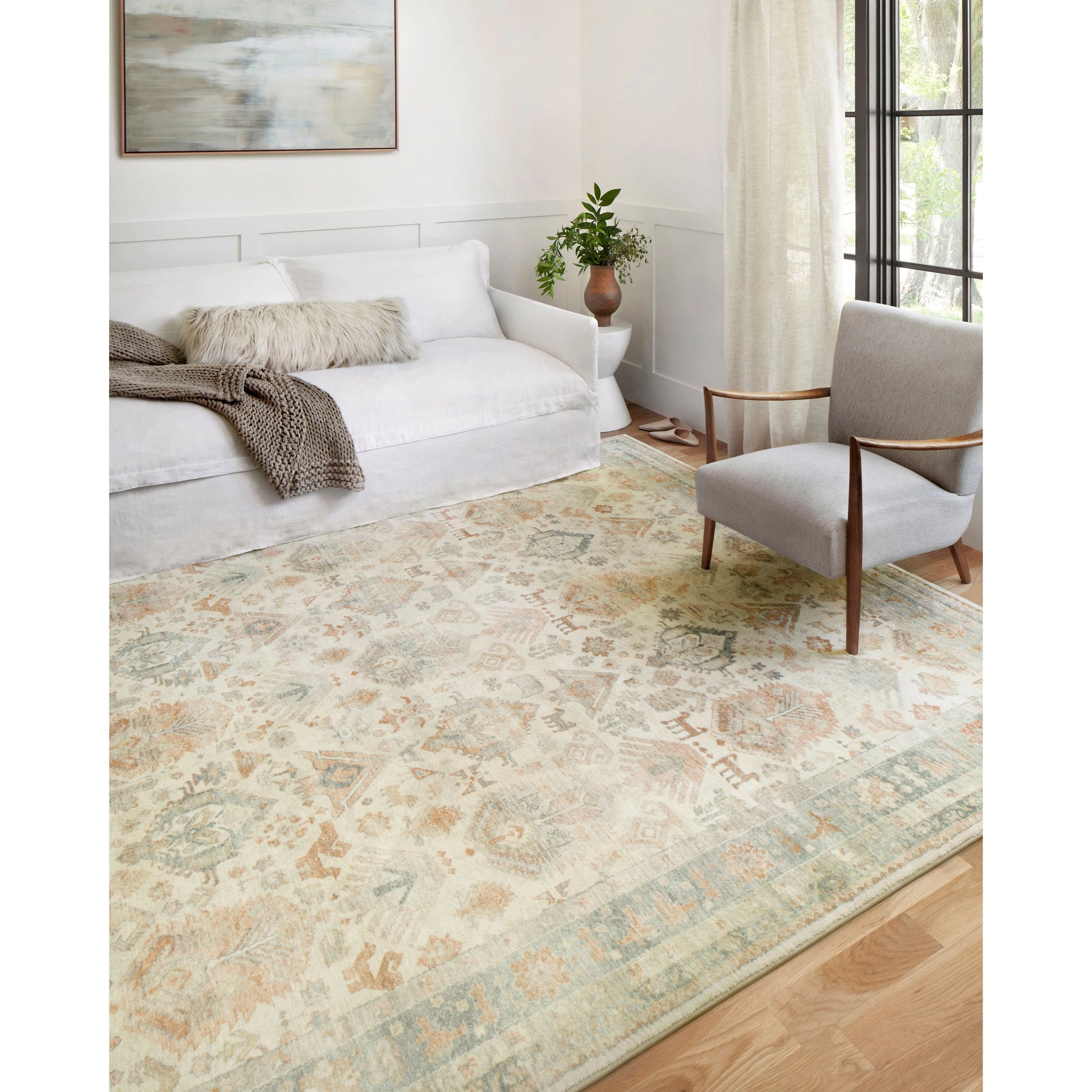 Rosette Marion Rug by Loloi in beige, multi. Made from 100% polyester in a traditional style.