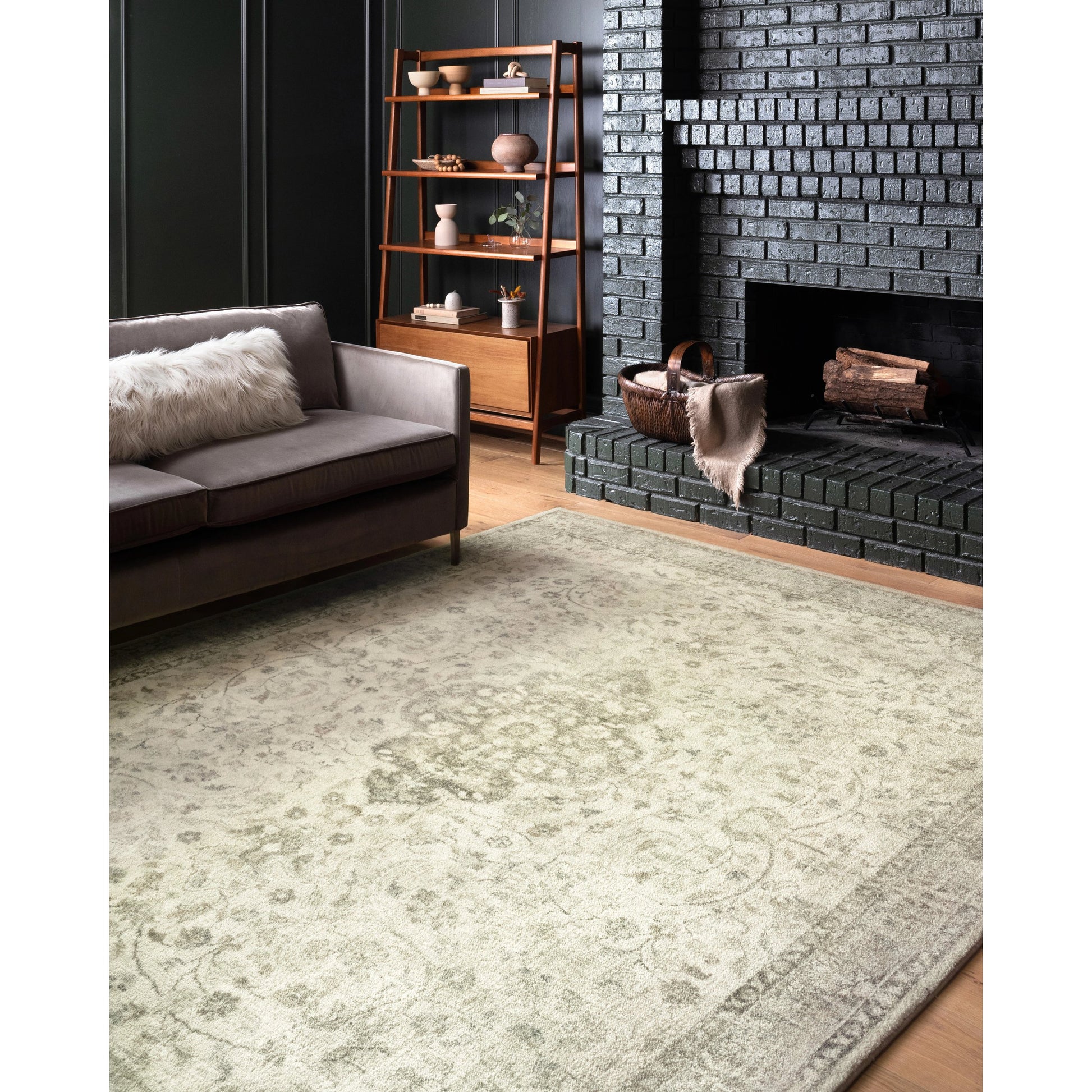 Rosette Olivia Rug by Loloi in ivory, silver. Made from 100% polyester in a traditional style.