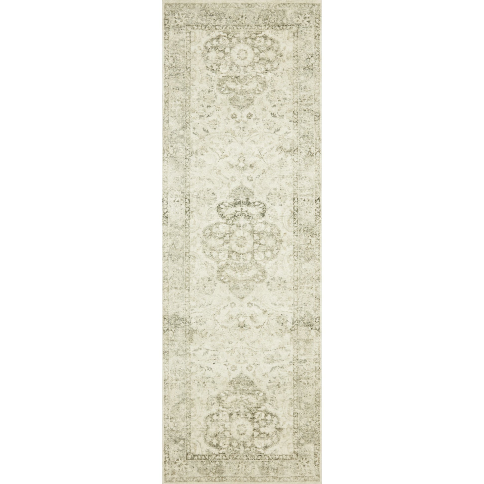 Rosette Olivia Rug by Loloi in ivory, silver. Made from 100% polyester in a traditional style.