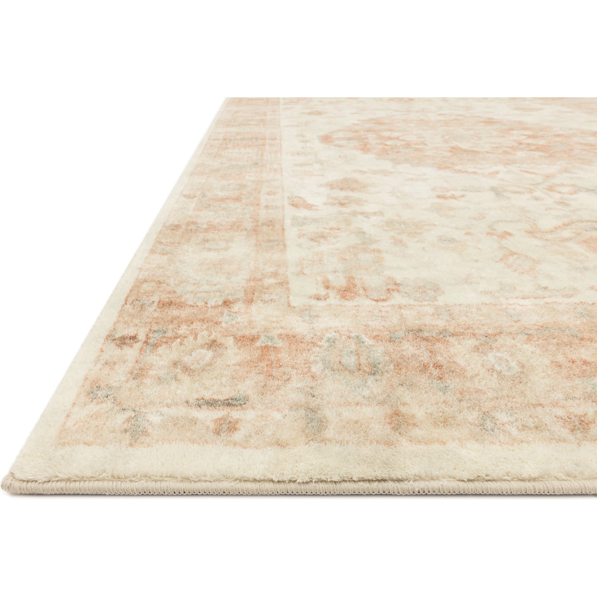 Rosette Mila Rug by Loloi in ivory, terracotta. Made from 100% polyester in a traditional style.