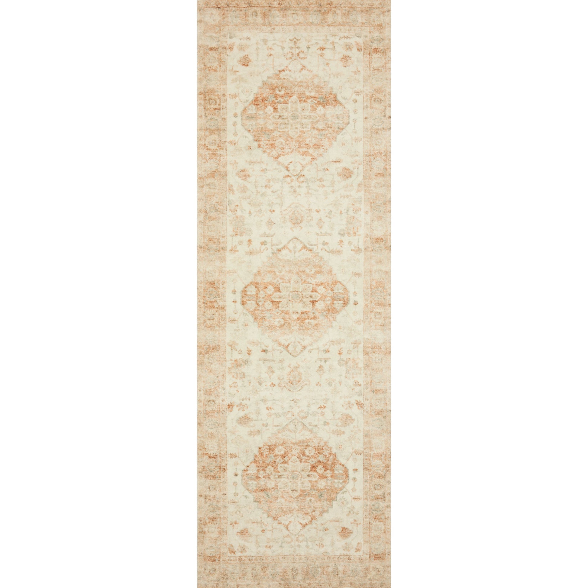 Rosette Mila Rug by Loloi in ivory, terracotta. Made from 100% polyester in a traditional style.