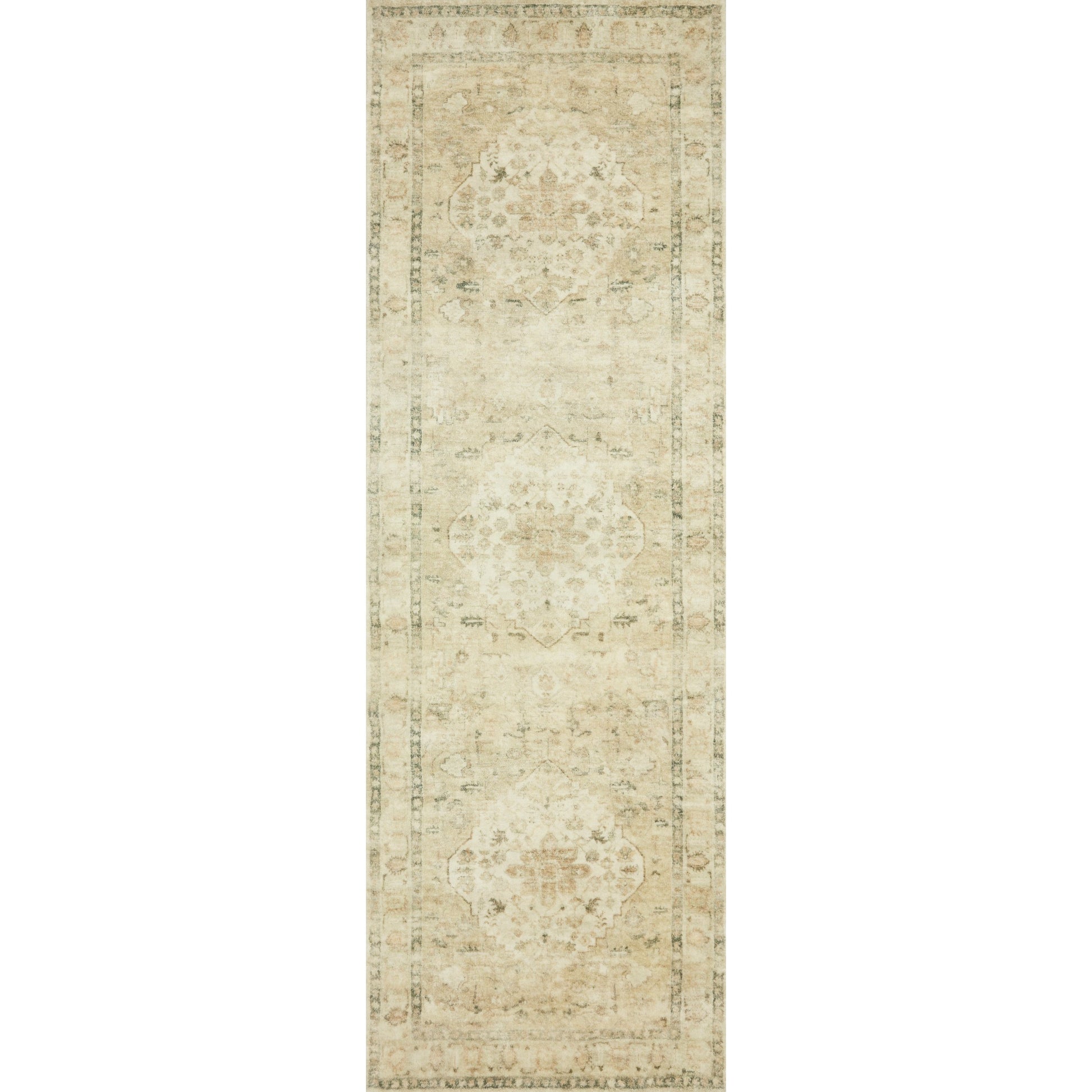 Rosette Emerson Rug by Loloi in sand, ivory. Made from 100% polyester in a traditional style.