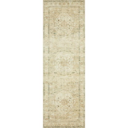 Rosette Emerson Rug by Loloi in sand, ivory. Made from 100% polyester in a traditional style.