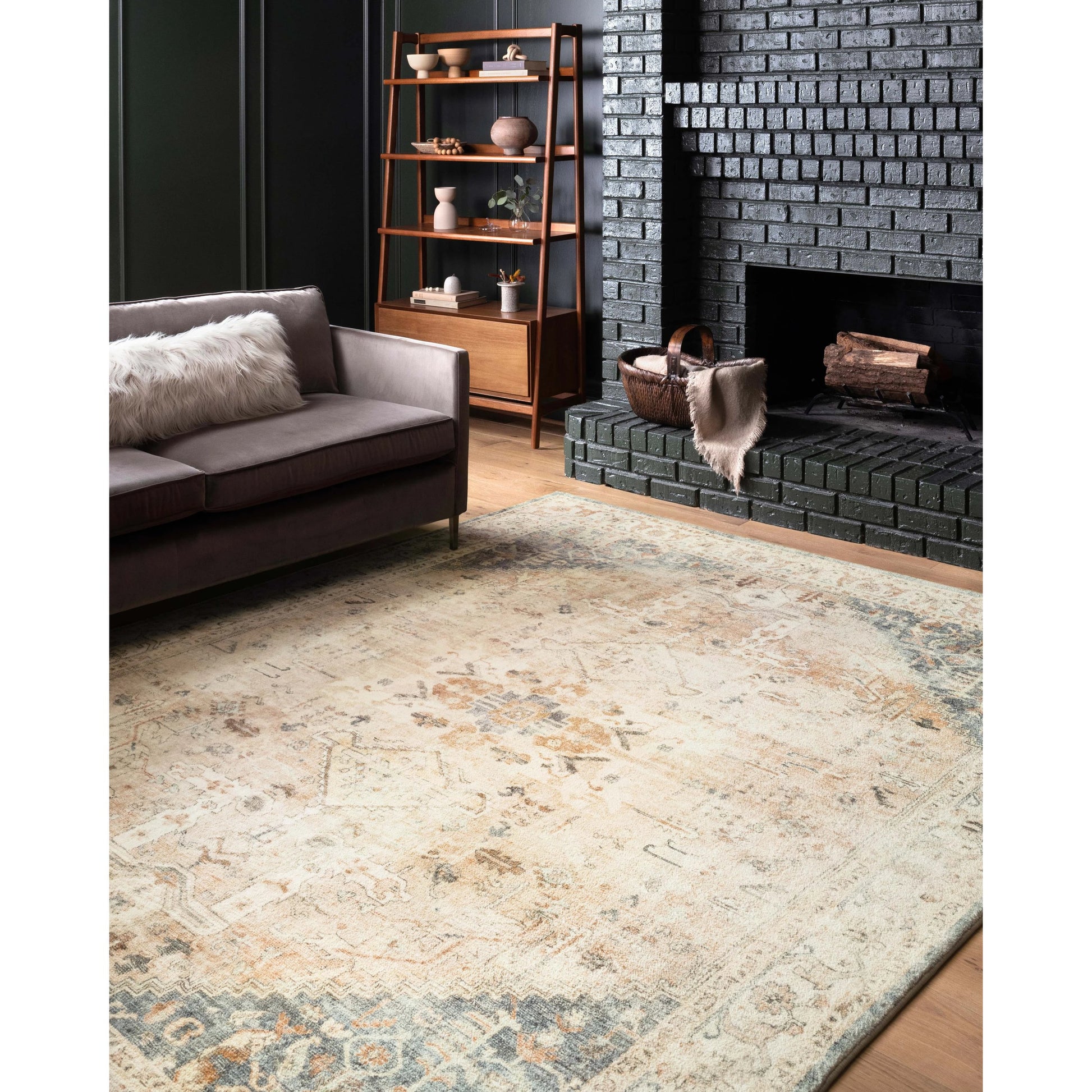 Rosette Abigail Rug by Loloi in clay, ivory. Made from 100% polyester in a traditional style.