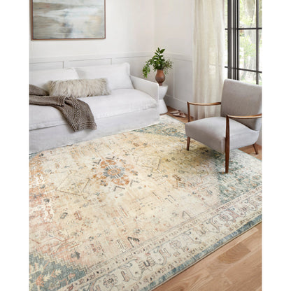 Rosette Abigail Rug by Loloi in clay, ivory. Made from 100% polyester in a traditional style.