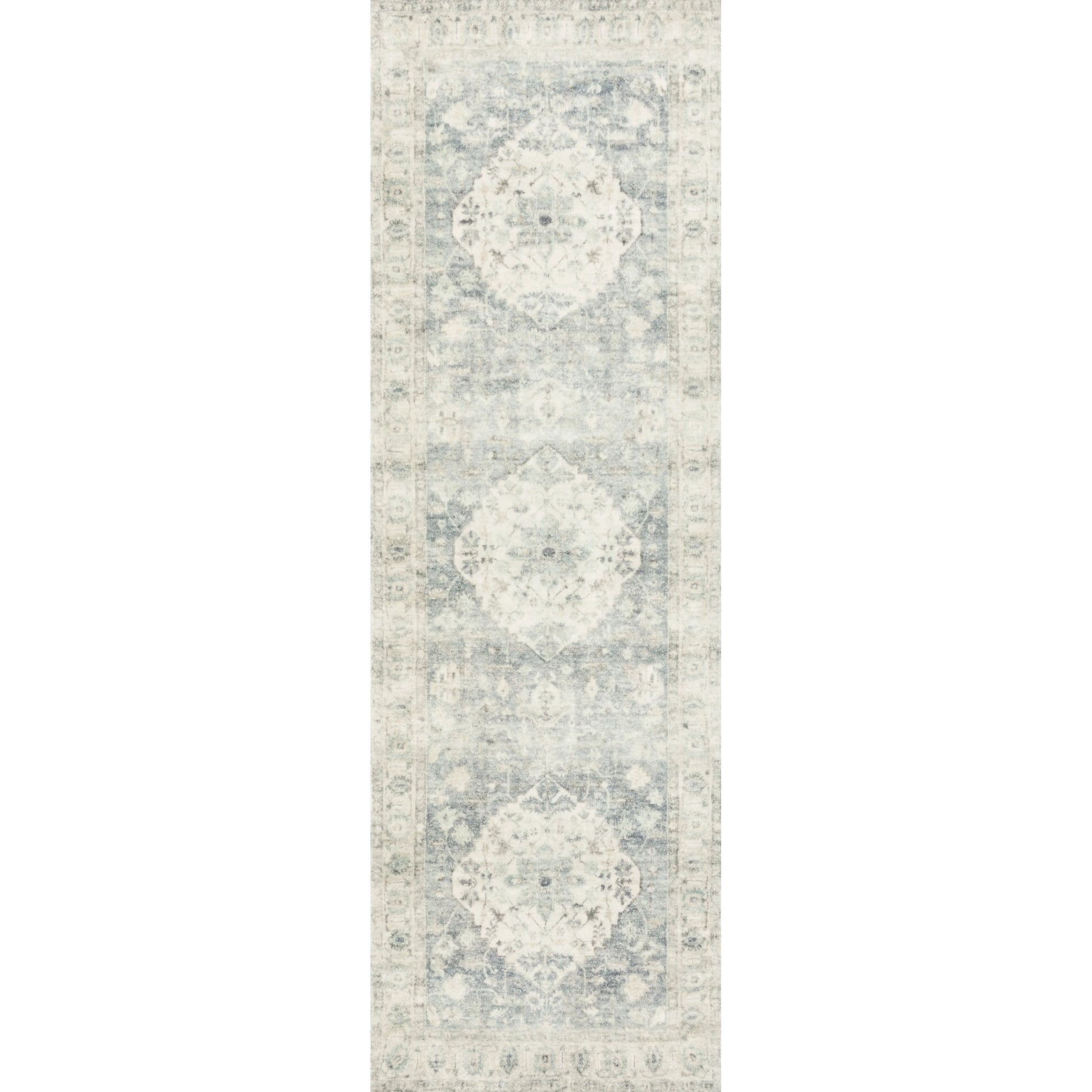 ROS-07 by Loloi in denim, fog. Made from 100% polyester in a traditional style.