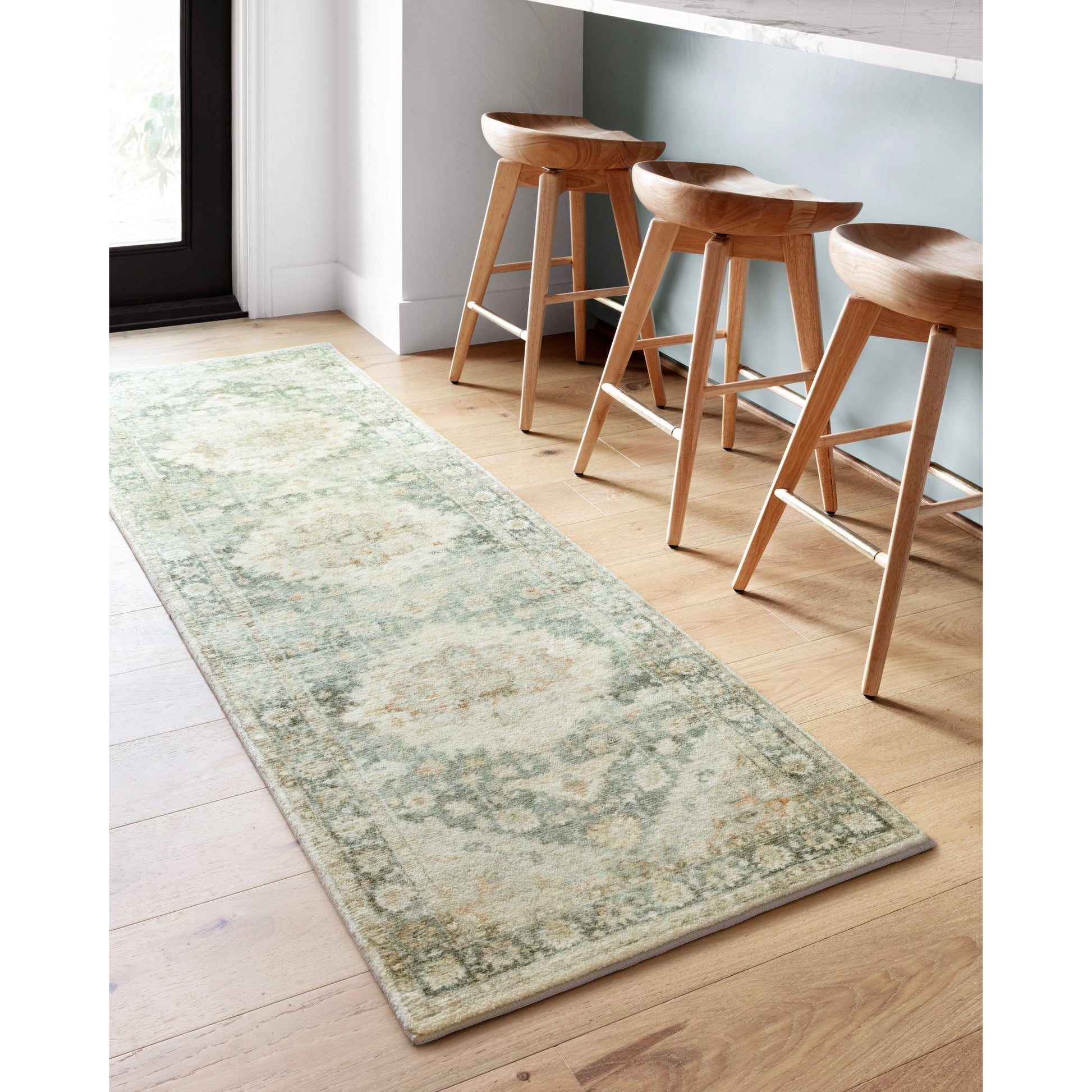 Rosette Colette Rug by Loloi in teal, ivory. Made from 100% polyester in a traditional style.