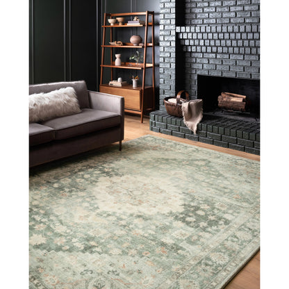 Rosette Colette Rug by Loloi in teal, ivory. Made from 100% polyester in a traditional style.