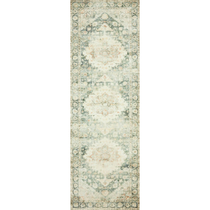 Rosette Colette Rug by Loloi in teal, ivory. Made from 100% polyester in a traditional style.