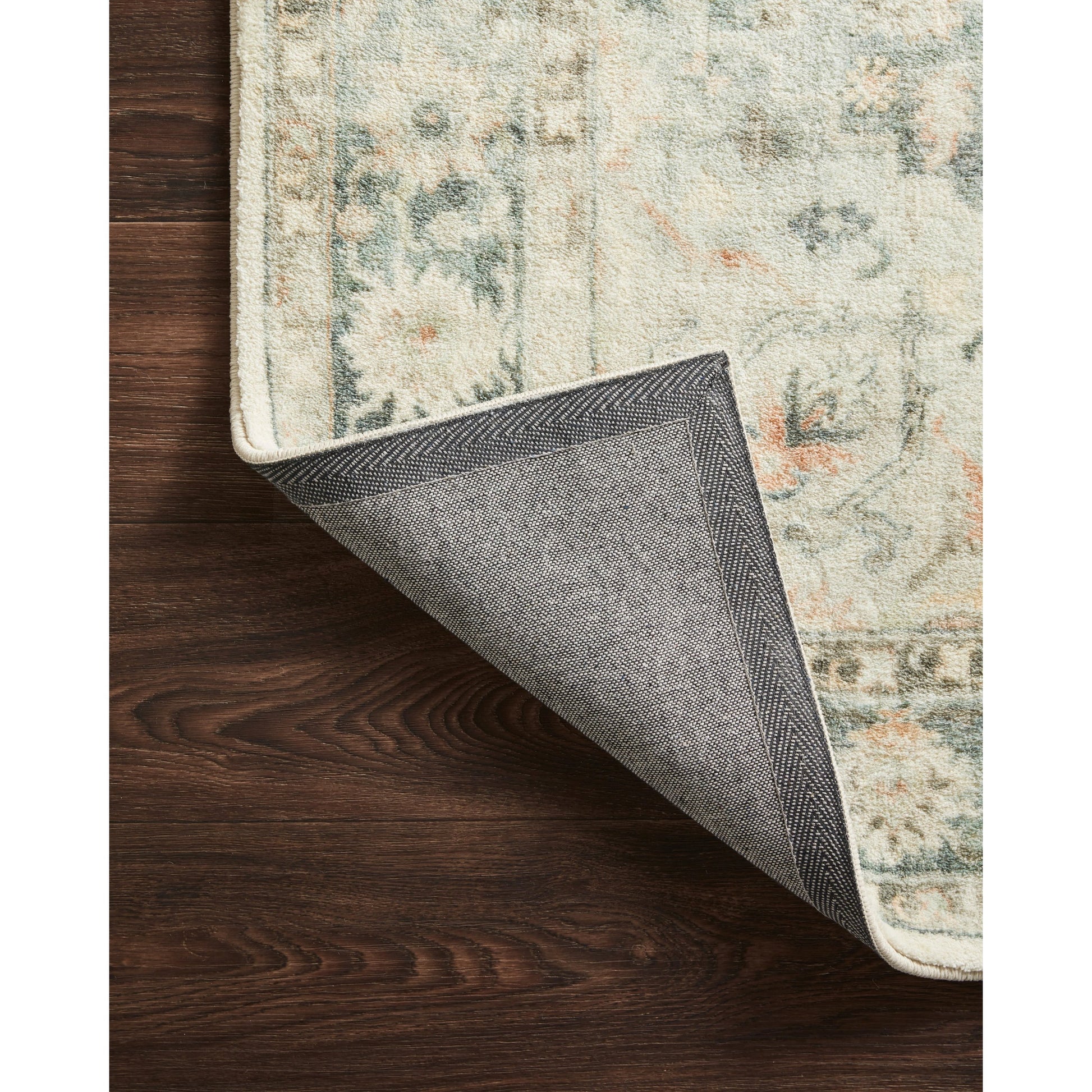 Rosette Colette Rug by Loloi in teal, ivory. Made from 100% polyester in a traditional style.