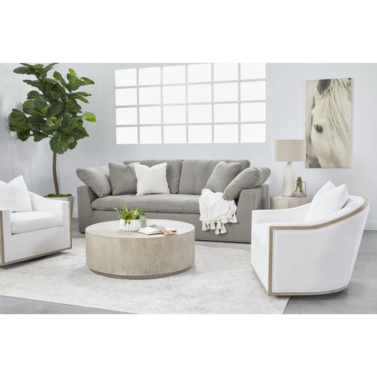 Roto Coffee Table by Essentials For Living in natural gray, silver. Made from oak, metal in a modern style.