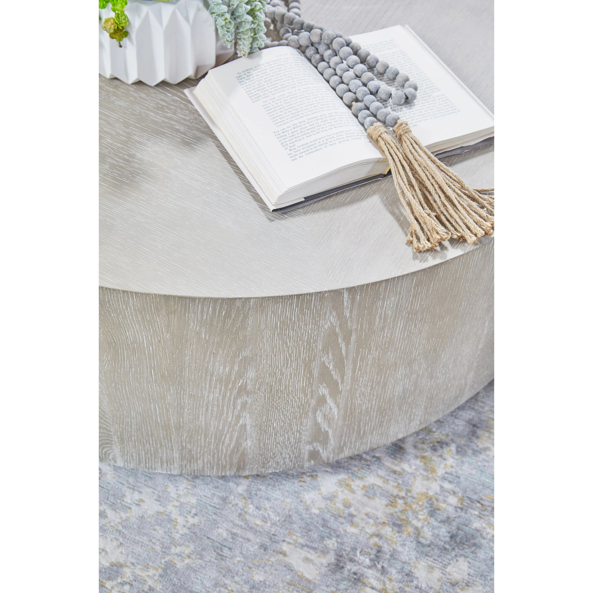 Roto Coffee Table by Essentials For Living in natural gray, silver. Made from oak, metal in a modern style.