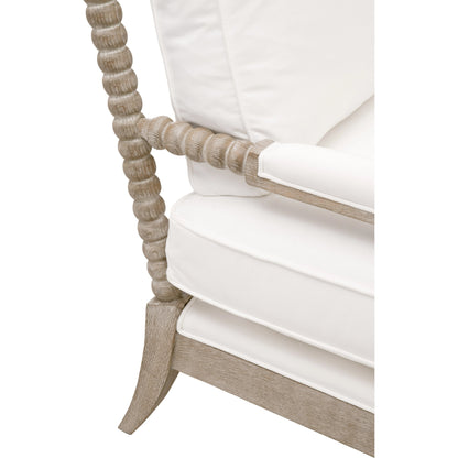 Rouleau Chaise Lounge by Essentials For Living in livesmart peyton pearl and natural gray oak. Made from solid oak wood, 98% polyester, 2% nylon fabric, foam, down blend in a cottage & farmhouse style.