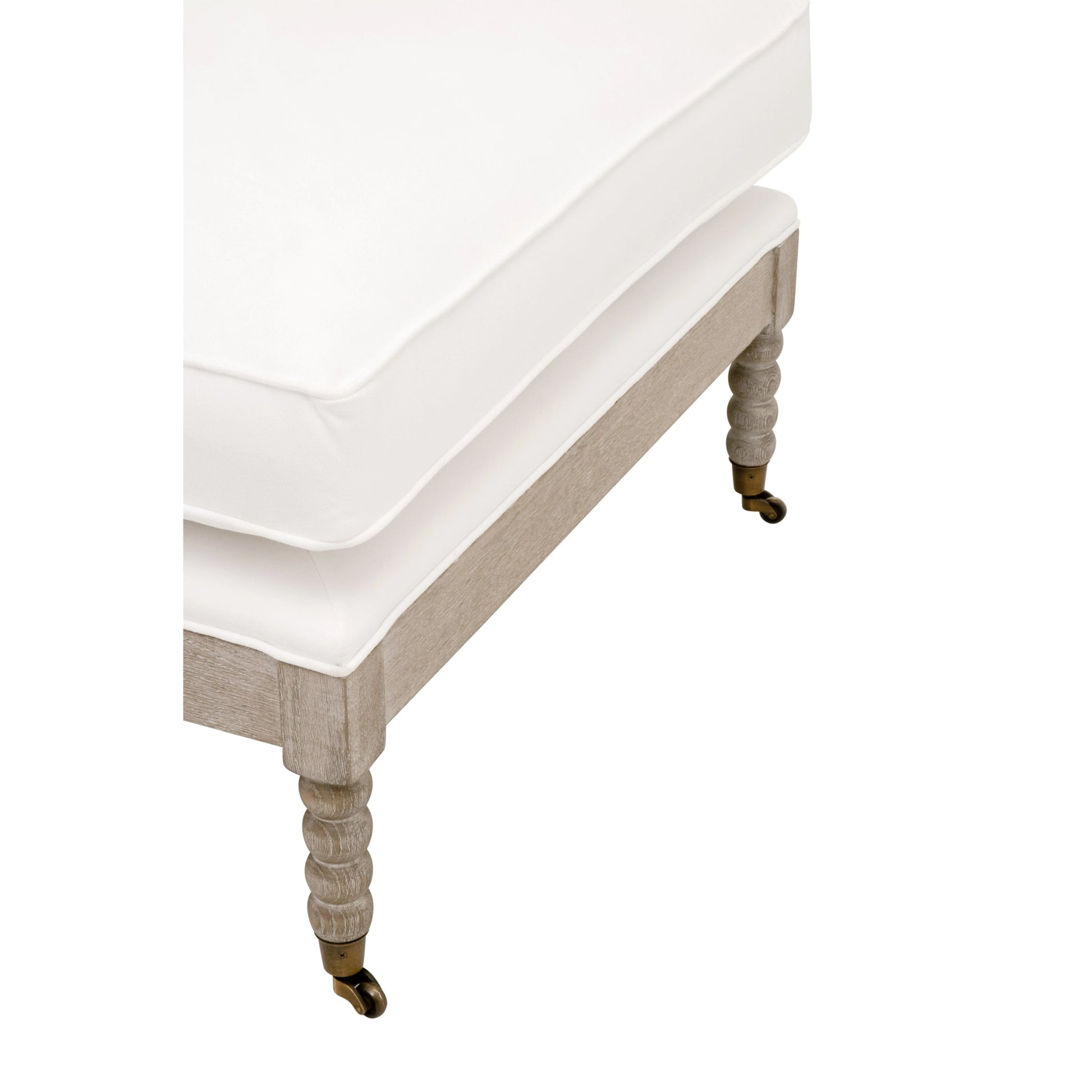 Rouleau Chaise Lounge by Essentials For Living in livesmart peyton pearl and natural gray oak. Made from solid oak wood, 98% polyester, 2% nylon fabric, foam, down blend in a cottage & farmhouse style.