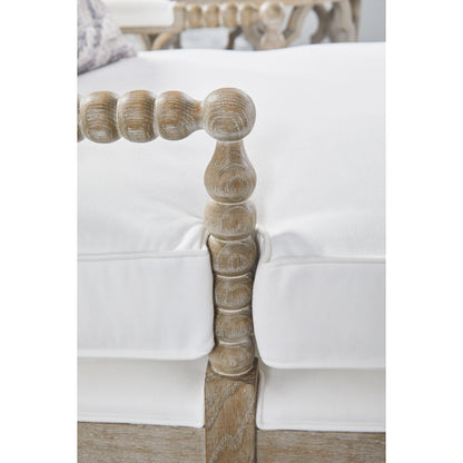 Rouleau Chaise Lounge by Essentials For Living in livesmart peyton pearl and natural gray oak. Made from solid oak wood, 98% polyester, 2% nylon fabric, foam, down blend in a cottage & farmhouse style.