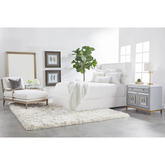 Rouleau Chaise Lounge by Essentials For Living in livesmart peyton pearl and natural gray oak. Made from solid oak wood, 98% polyester, 2% nylon fabric, foam, down blend in a cottage & farmhouse style.