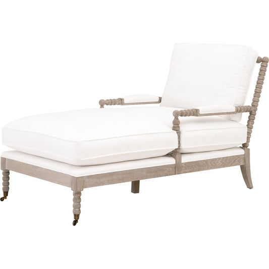 Rouleau Chaise Lounge by Essentials For Living in livesmart peyton pearl and natural gray oak. Made from solid oak wood, 98% polyester, 2% nylon fabric, foam, down blend in a cottage & farmhouse style.
