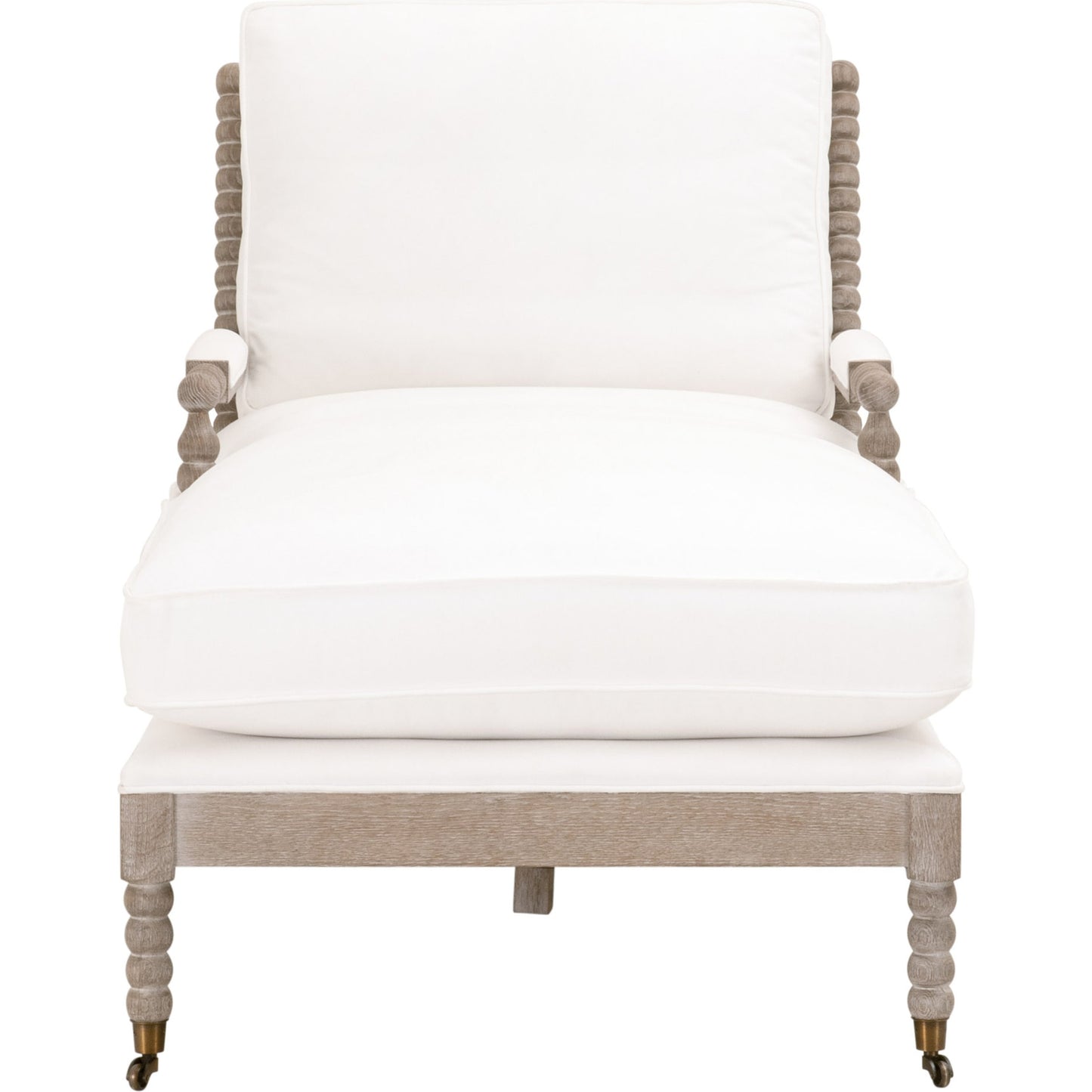 002 SI-1826887 | Additional Silo | Rouleau Chaise Lounge by Essentials For Living in livesmart peyton pearl and natural gray oak. Made from solid oak wood, 98% polyester, 2% nylon fabric, foam, down blend in a cottage & farmhouse style.
