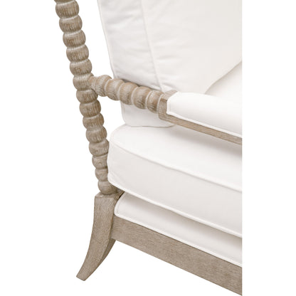 Rouleau Chaise Lounge by Essentials For Living in livesmart peyton pearl and natural gray oak. Made from solid oak wood, 98% polyester, 2% nylon fabric, foam, down blend in a cottage & farmhouse style.