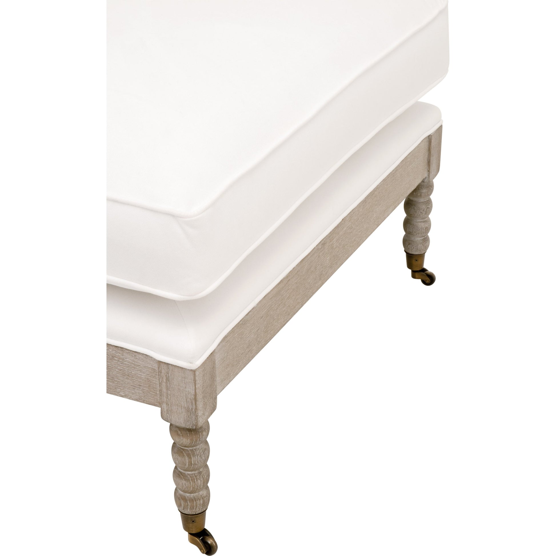 Rouleau Chaise Lounge by Essentials For Living in livesmart peyton pearl and natural gray oak. Made from solid oak wood, 98% polyester, 2% nylon fabric, foam, down blend in a cottage & farmhouse style.