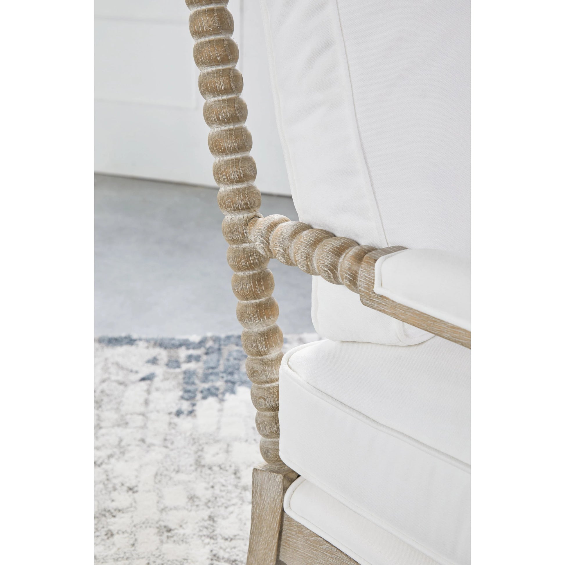 Rouleau Chaise Lounge by Essentials For Living in livesmart peyton pearl and natural gray oak. Made from solid oak wood, 98% polyester, 2% nylon fabric, foam, down blend in a cottage & farmhouse style.