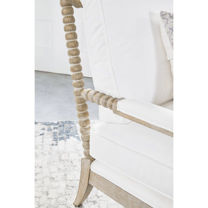 Rouleau Chaise Lounge by Essentials For Living in livesmart peyton pearl and natural gray oak. Made from solid oak wood, 98% polyester, 2% nylon fabric, foam, down blend in a cottage & farmhouse style.