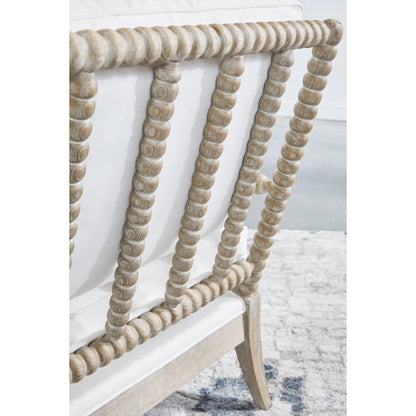 Rouleau Chaise Lounge by Essentials For Living in livesmart peyton pearl and natural gray oak. Made from solid oak wood, 98% polyester, 2% nylon fabric, foam, down blend in a cottage & farmhouse style.