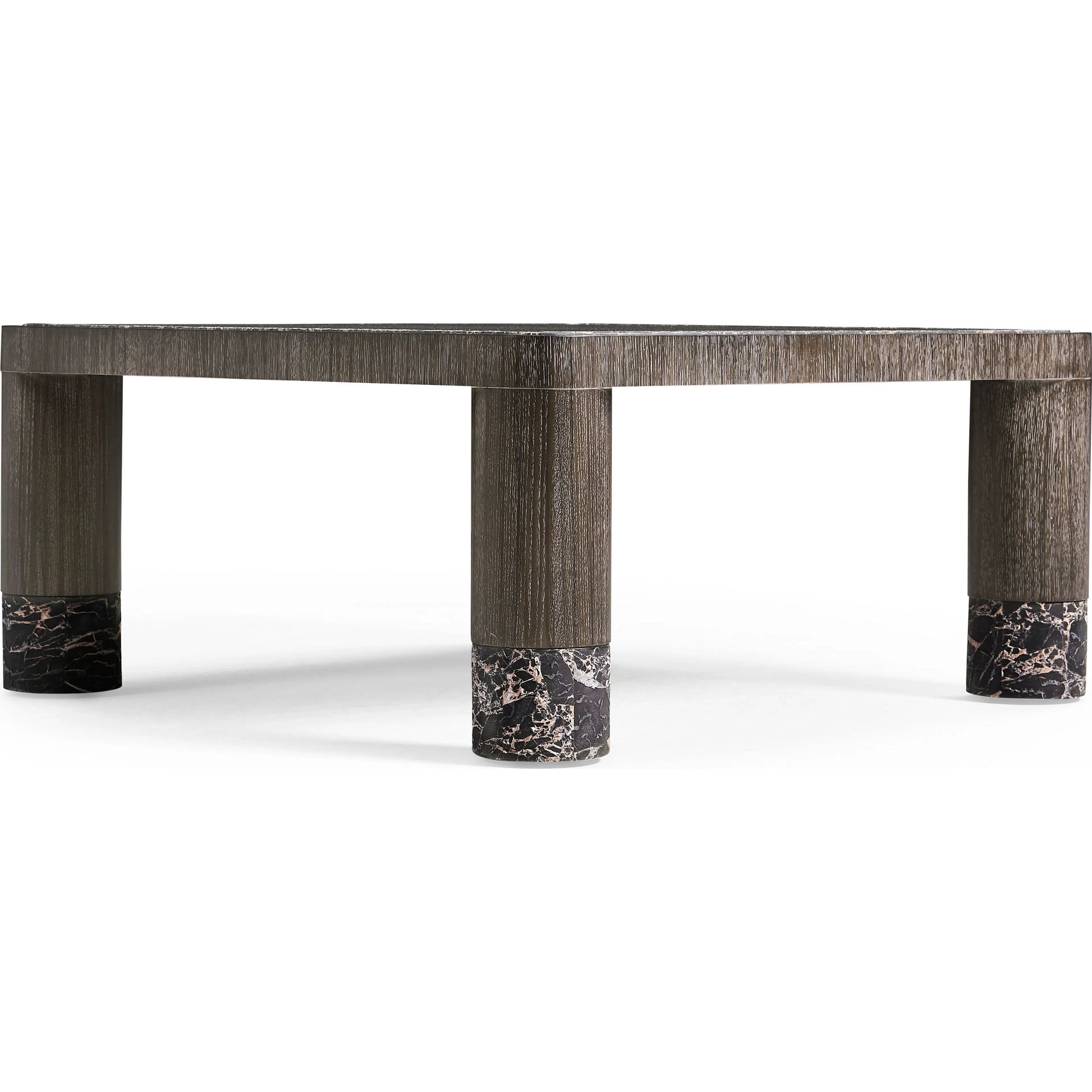 Monarch Square Cocktail Table by Jonathan Charles in chocolate apricot oak. Made from main oak veneer in a unique style.