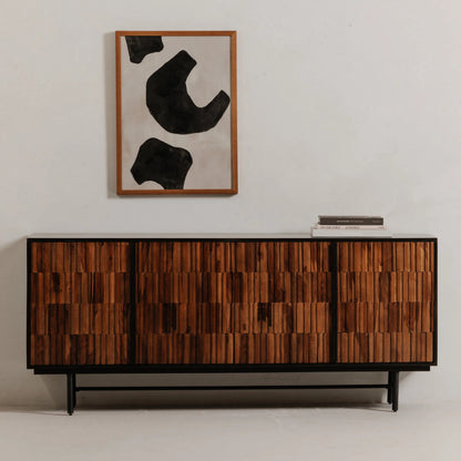 Jackson Sideboard by Moe's Home Collection in body - black matt doors - natural sheesham inside finish - black matt base - black matt powder cote and body - black matt doors - natural sheesham inside finish - black matt base - b