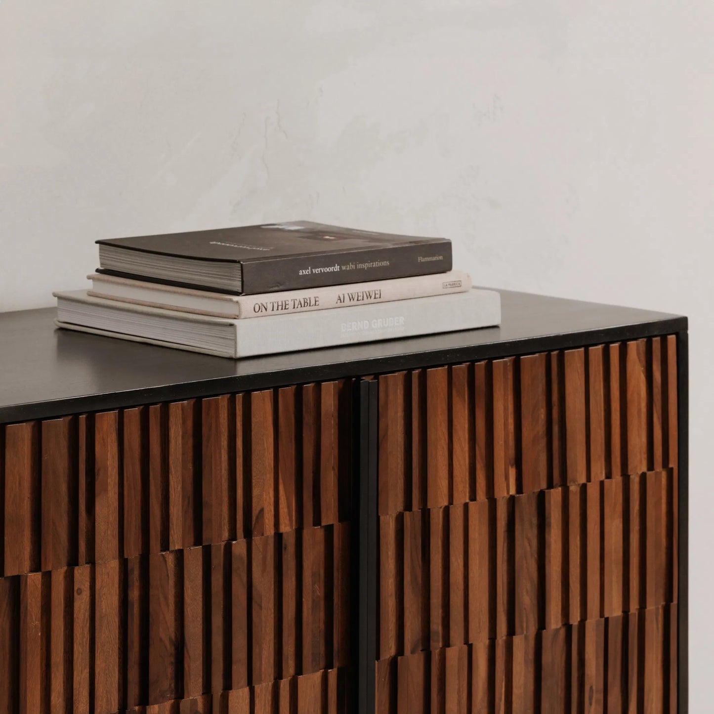 008 SR-757151 | Lifestyle | Jackson Sideboard by Moe's Home Collection in body - black matt doors - natural sheesham inside finish - black matt base - black matt powder cote and body - black matt doors - natural sheesham inside finish - black matt base - b