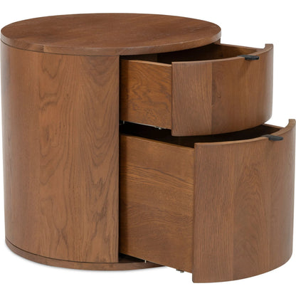 Theo Two Drawer Nightstand by Moe's Home Collection. Made from solid oak in a transitional style.