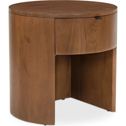 Theo One Drawer Nightstand by Moe's Home Collection in brown. Made from solid oak in a unique style.