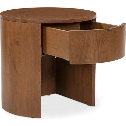Theo One Drawer Nightstand by Moe's Home Collection in brown. Made from solid oak in a transitional style.