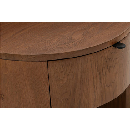 Theo One Drawer Nightstand by Moe's Home Collection in brown. Made from solid oak in a transitional style.