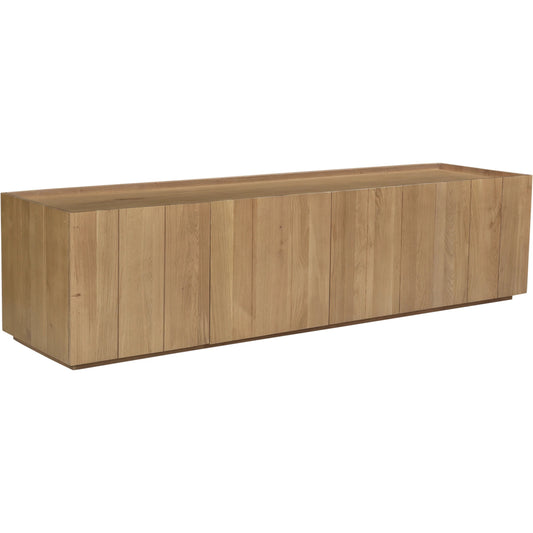 Plank Media Cabinet Natural by Moe's Home Collection in natural. Made from solid oak, back panel in oak veneer in a coastal style.