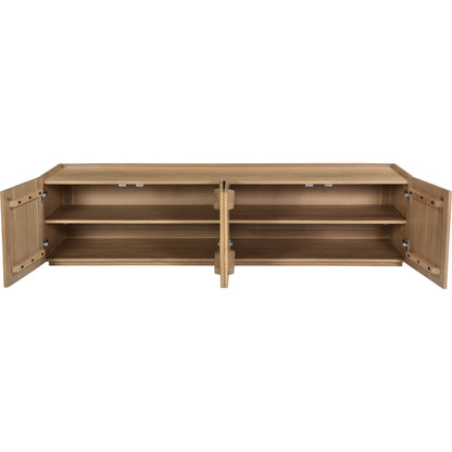 Plank Media Cabinet Natural by Moe's Home Collection in natural. Made from solid oak, back panel in oak veneer in a coastal style.