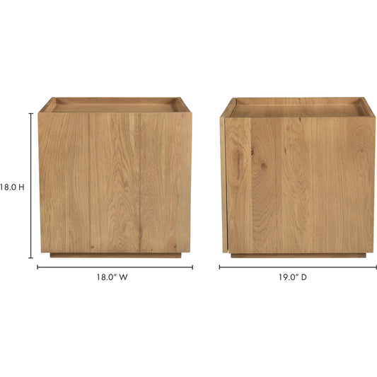 Plank Nightstand by Moe's Home Collection in oak natural. Made from solid oak, back panel in oak veneer in a unique style.