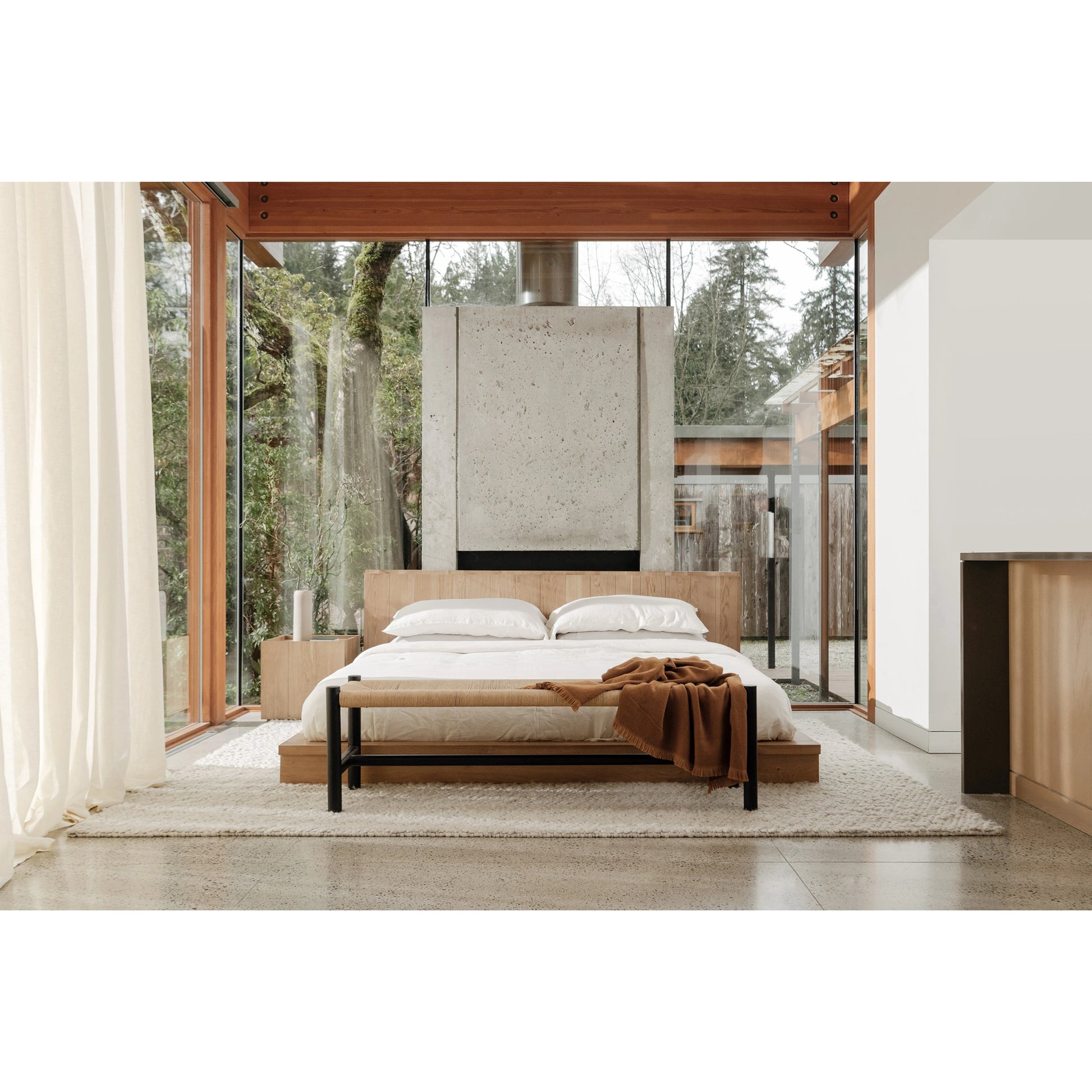 Plank Bed by Moe's Home Collection in natural. Made from solid oak, solid mango wood slats in a modern style.