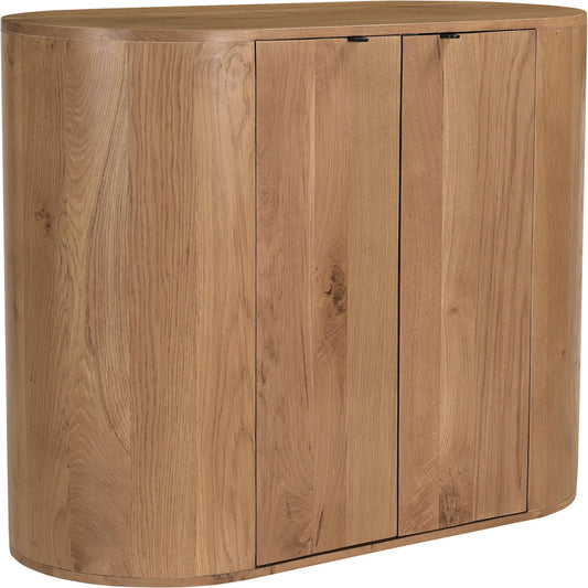 Theo Cabinet by Moe's Home Collection in oak natural. Made from solid oak wood, oak veneer over mdf back in a unique style.
